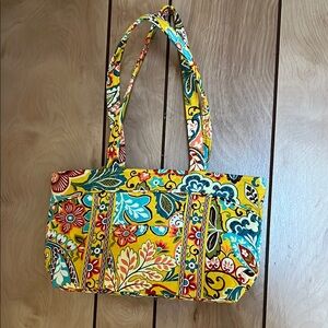 Vera Bradley Retired Pattern Provencal Quilted Shoulder Bag Purse Yellow Floral
